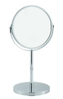 Miroir sur pied cosmétique chromé - Diamètre 17 cm, hauteur 34 cm