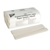 180 serviettes en papier Papstar 31 cm x 25 cm naturel pli en C, 1 couche