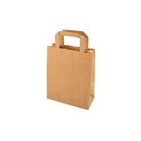 50 sacs de transport Papstar, papier, 22 cm x 18 cm x 10 cm, bruns, avec poignée