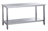 Edelstahl Arbeitstisch Basic mit Zwischenboden ohne Aufkantung 1200x700x850mm