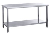 Edelstahl Arbeitstisch Basic 14x7 mit Grundboden 