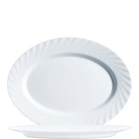 Arcoroc Platte ovale, Arcoroc Trianon Uni blanc, 35cm - (4 pièces)