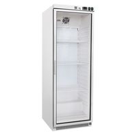 Gastro-Inox Kühlschrank aus weissem Stahl mit Glastür 400 Liter, statisch gekühlt mit Ventilator