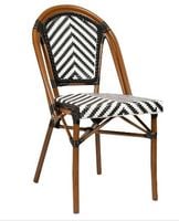 Chaise de terrasse Tybo I bambou/noir-blanc – 4 pièces