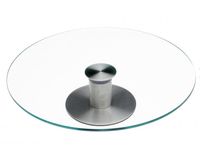 Plat à tarte, rotatif, verre/acier inoxydable hauteur 7 cm, diamètre 30 cm