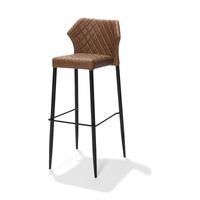 Chaise de bar Louis, couleur Cognac, rembourrée en cuir synthétique