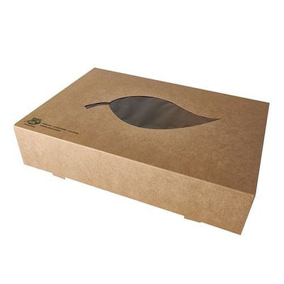 Boites alimentaires à emporter, carton pure 8 cm x 35,7 cm x 24,7 cm  marron 100% Fair avec fenêtre transparente en PLA