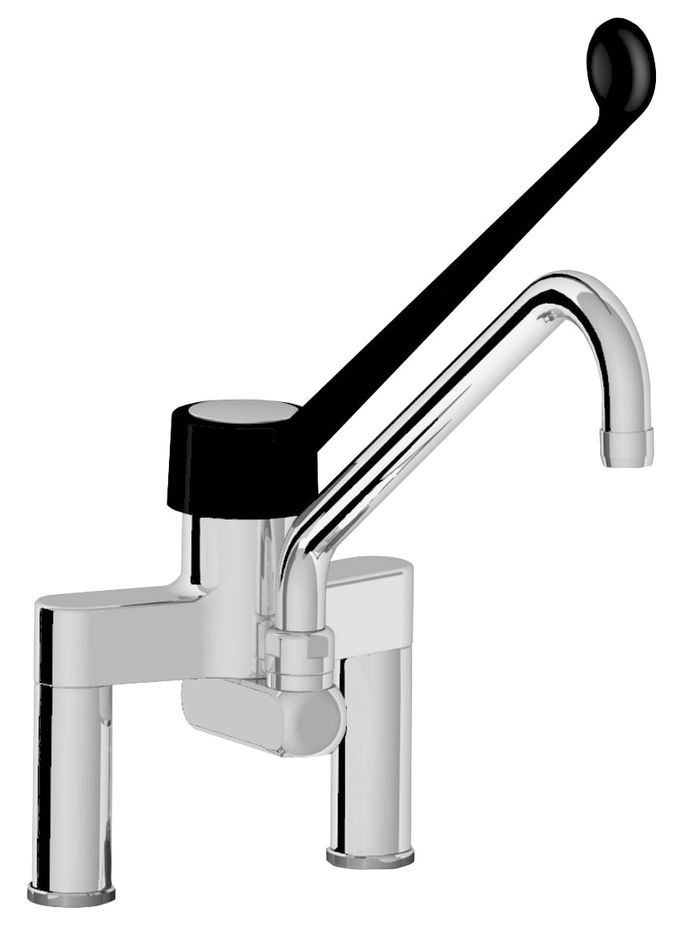 Produktbild von Zweiloch Mischbatterie Profi 200 – GastroHero – Made In Italy, 250 Mm Schwenkhahn, Einhebelmischer, 20 L/min – Für Gastronomie & Anspruchsvolle Küchen