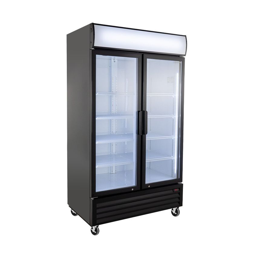 Réfrigérateur à boissons ECO 1 000 à portes battantes et tête d'éclairage -  Boutique en ligne Gastro-Hero