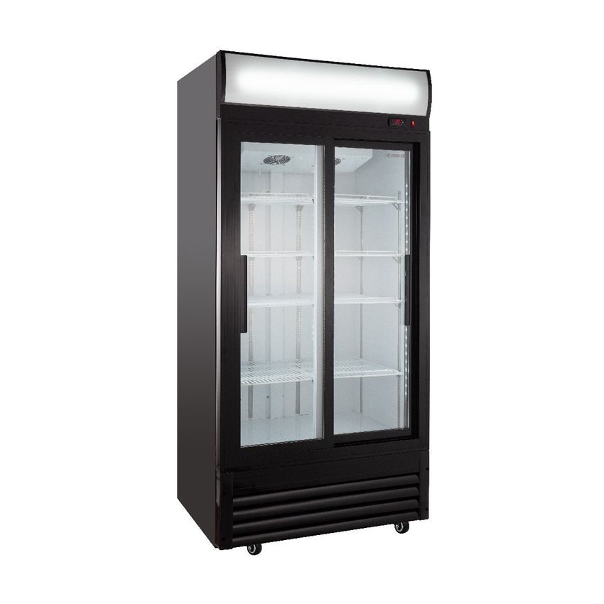 Getränkekühlschrank ECO 630 mit Leuchtaufsatz und Schiebetüren - GastroHeld  Online Shop